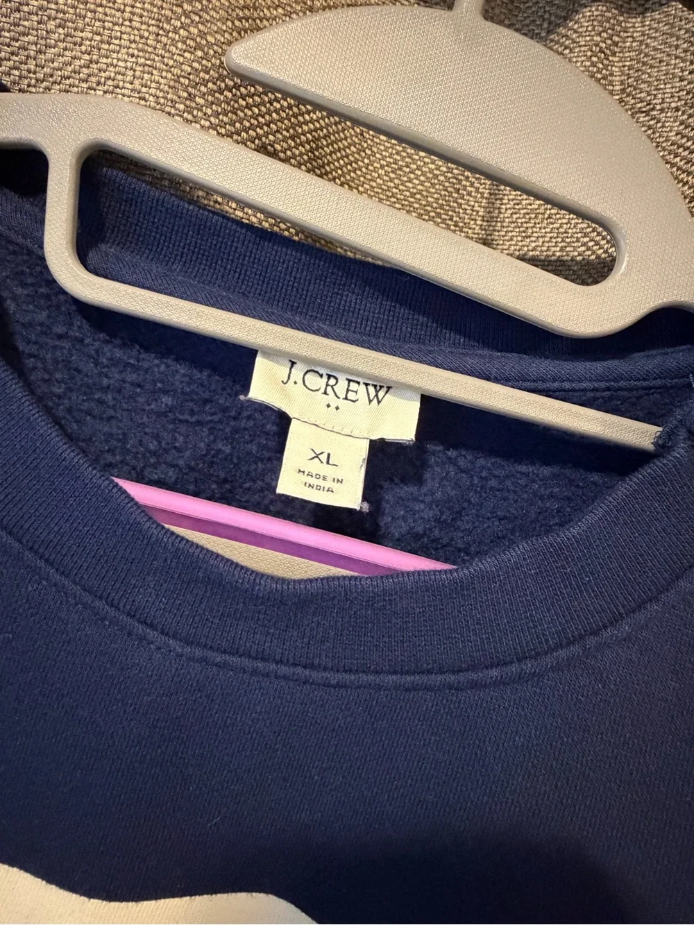 J. Crew Navy and White Striped Shoulder-Button Sweatshirt